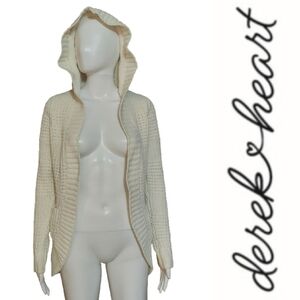Derek Heart Faux Fur Hood Open Cardigan